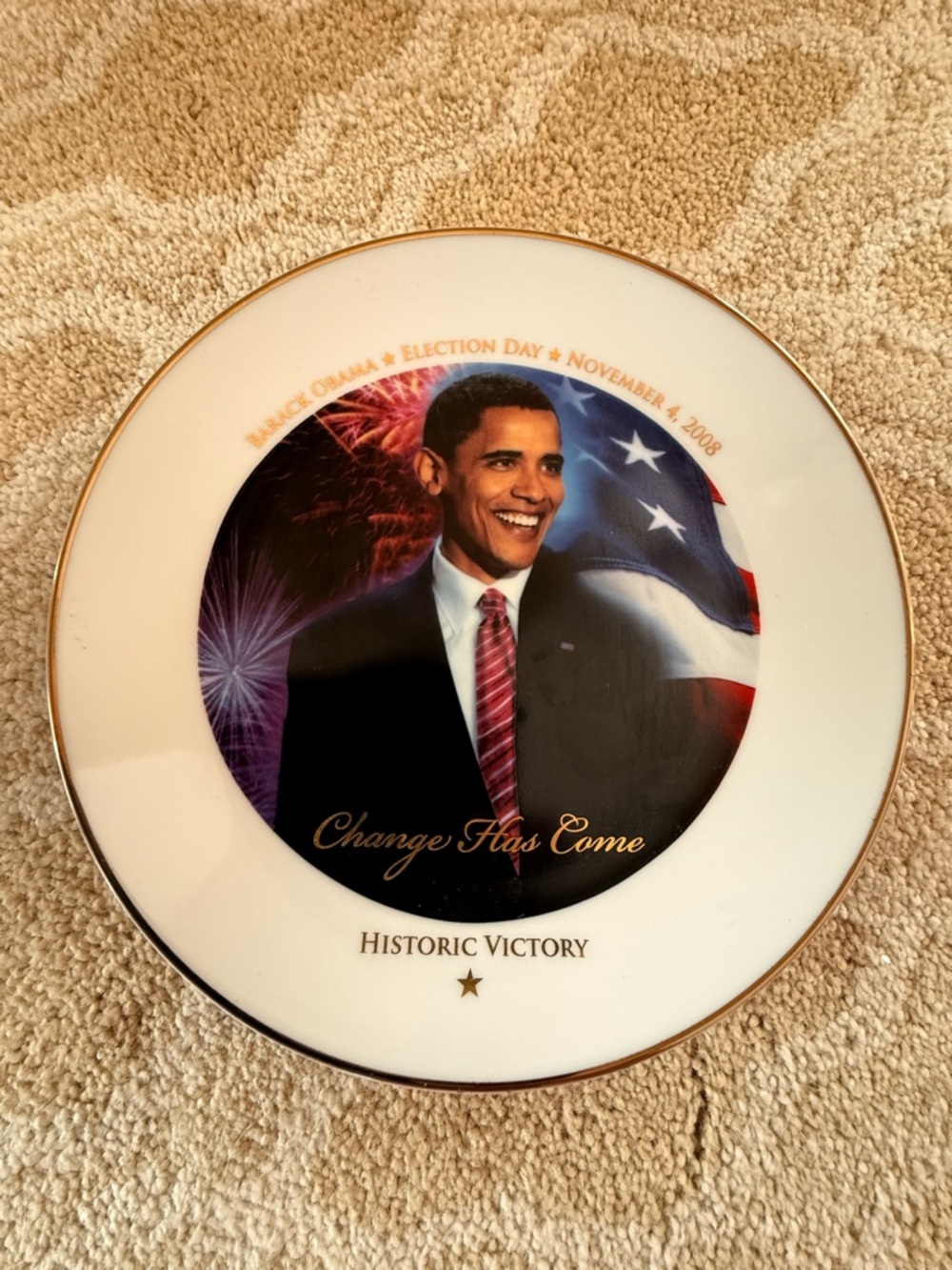 Historic Victory Commemorative Decorative Plate - President Obama